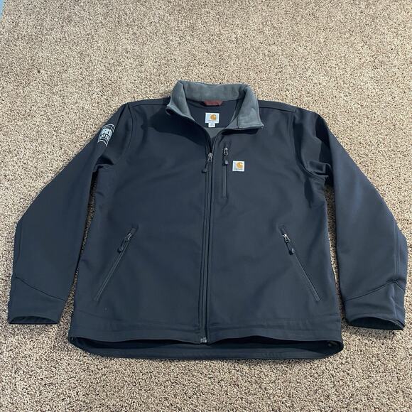Carhartt Mens Sz XL Rain Defender Relaxed Fit Black Softshell Jacket Outdoors - Picture 2 of 9
